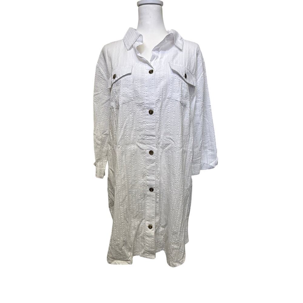 Wearabouts nwt white button up shirtdress 100% cotton womens xl